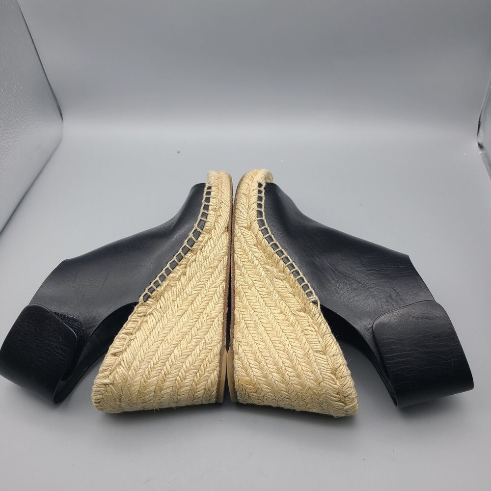 Celine Black Leather Espadrille Wedge Sandals - Picture 11 of 11